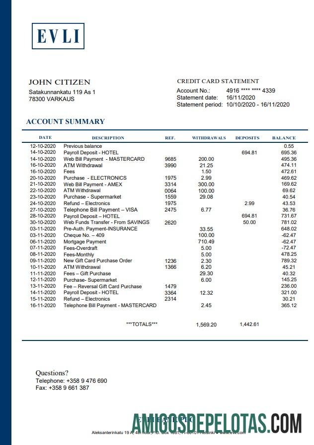 Finland Evli Bank PLC amostra